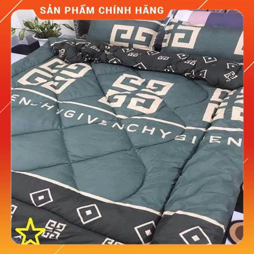 Bộ chăn phao trần bông ga gối 5 món chất liệu cotton poly đồng bộ màu sắc nhã nhặn | BigBuy360 - bigbuy360.vn