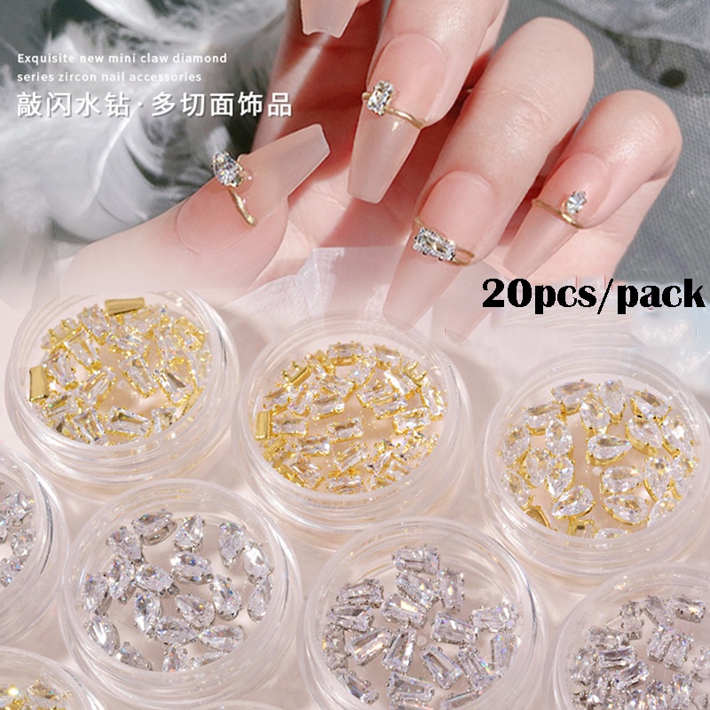 Đá đính móng tay style Hàn, hộp 20 viên, phụ kiện nail salon