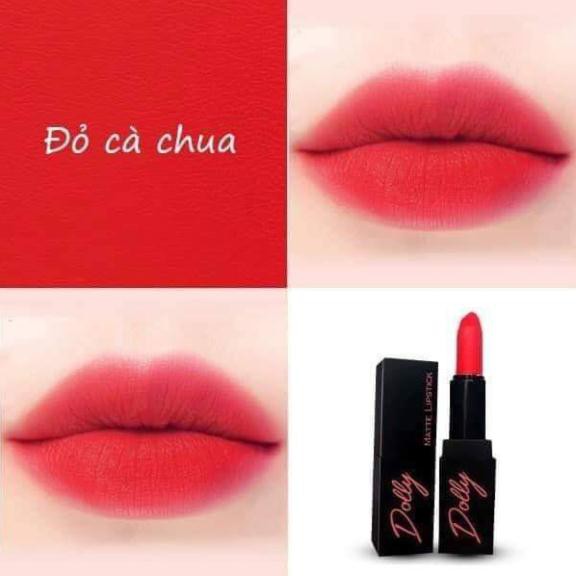 [Đỏ Cà Chua ] Son  Sáp Phủ Phấn Dolly Không Chì Màu Đỏ Cà Chua