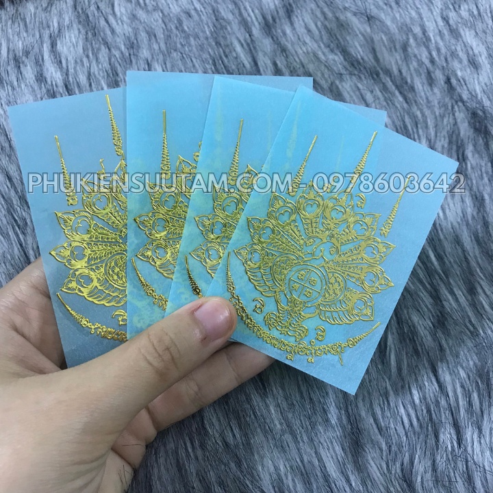 Linh phù Chim Công Vàng giàu có của Thái Lan dùng để dán điện thoại, bàn thờ ông địa may mắn -SP005573