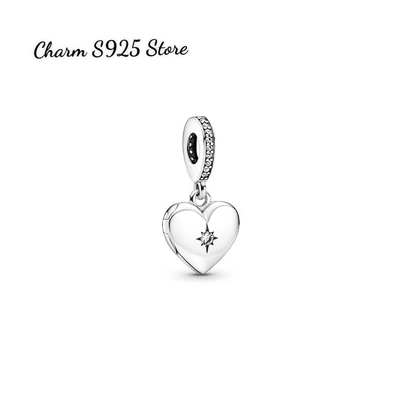 charm pan treo trái tim đính đá mở ra bạc s925 cao cấp