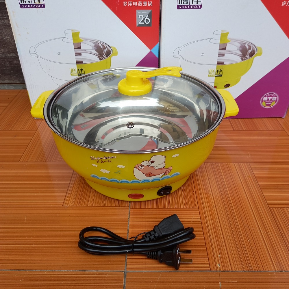 Ca nấu mì đa năng siêu tốc, nồi lẩu điện mini 18cm 26cm 28cm 1 tầng