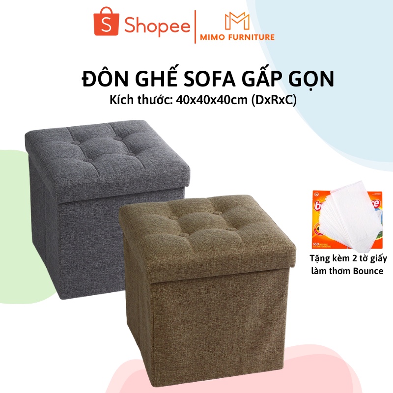 Đôn Ghế Hộp Đựng Đồ Đa Năng, Ghế Sofa Ngồi Cao Cấp Vải Oxford KT 40x40x40