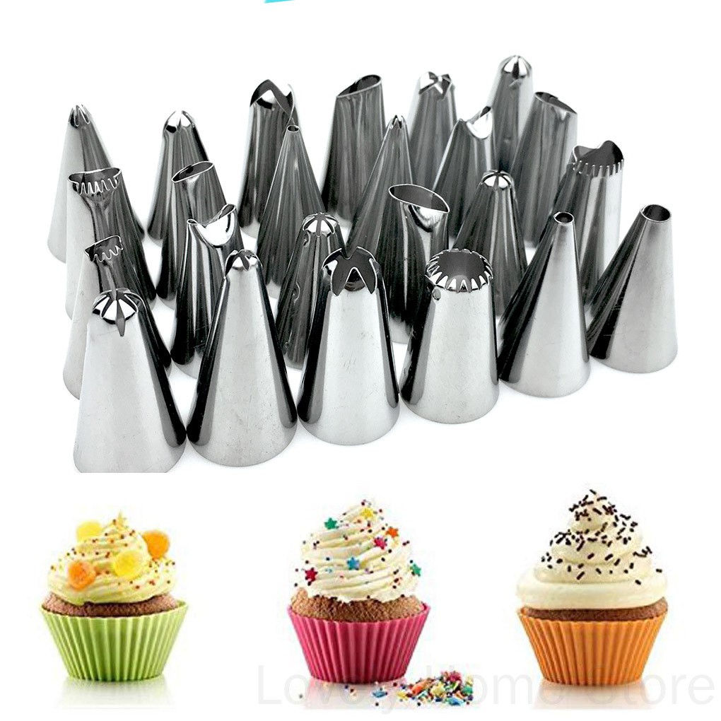 Set 26 dụng cụ trang trí bánh gồm vòi phun bằng thép không gỉ kèm phụ kiện