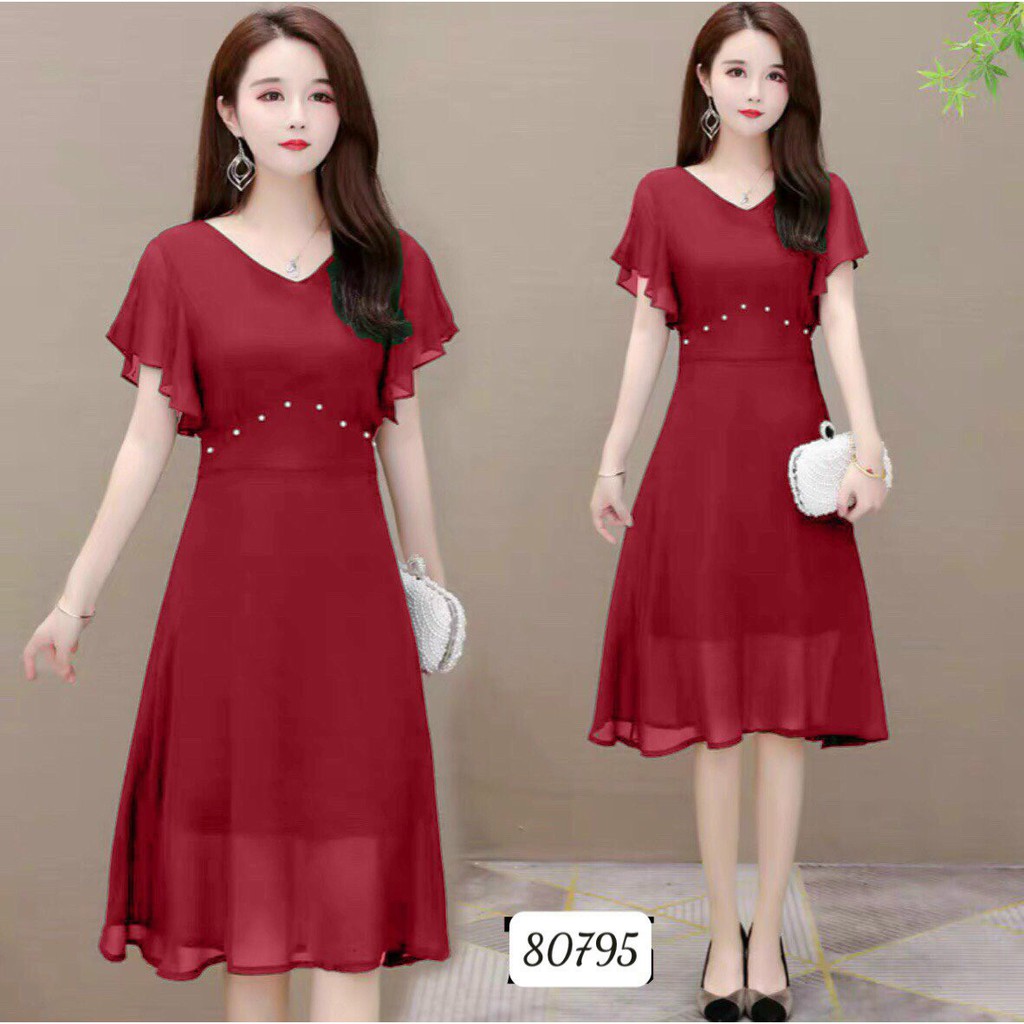 ĐẦM VOAN CHIFFON ĐÍNH CƯỜM XINH SANG XUẤT SẮC ĐỦ SIZE S M L XL XXL