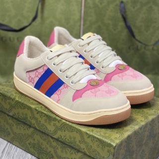 Giày sneaker guci sơn tùng màu hồng,giày gc hải tú màu hồng thời nam nữ full box dễ phối đồ