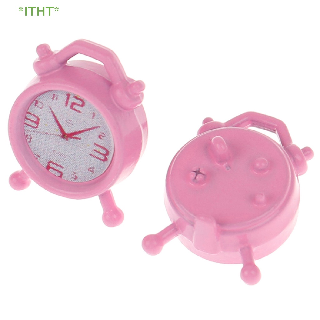 Đồng Hồ Báo Thức Mini Màu Hồng Tỉ Lệ 1: 12 Trang Trí Nhà Búp Bê Mới