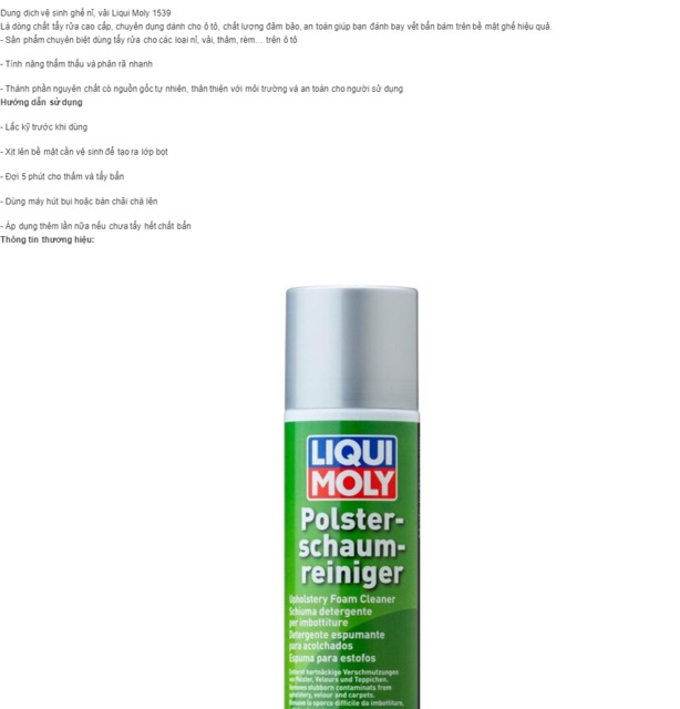 Dung dịch vệ sinh ghế nỉ Liqui Moly 1539 300ml Tahico