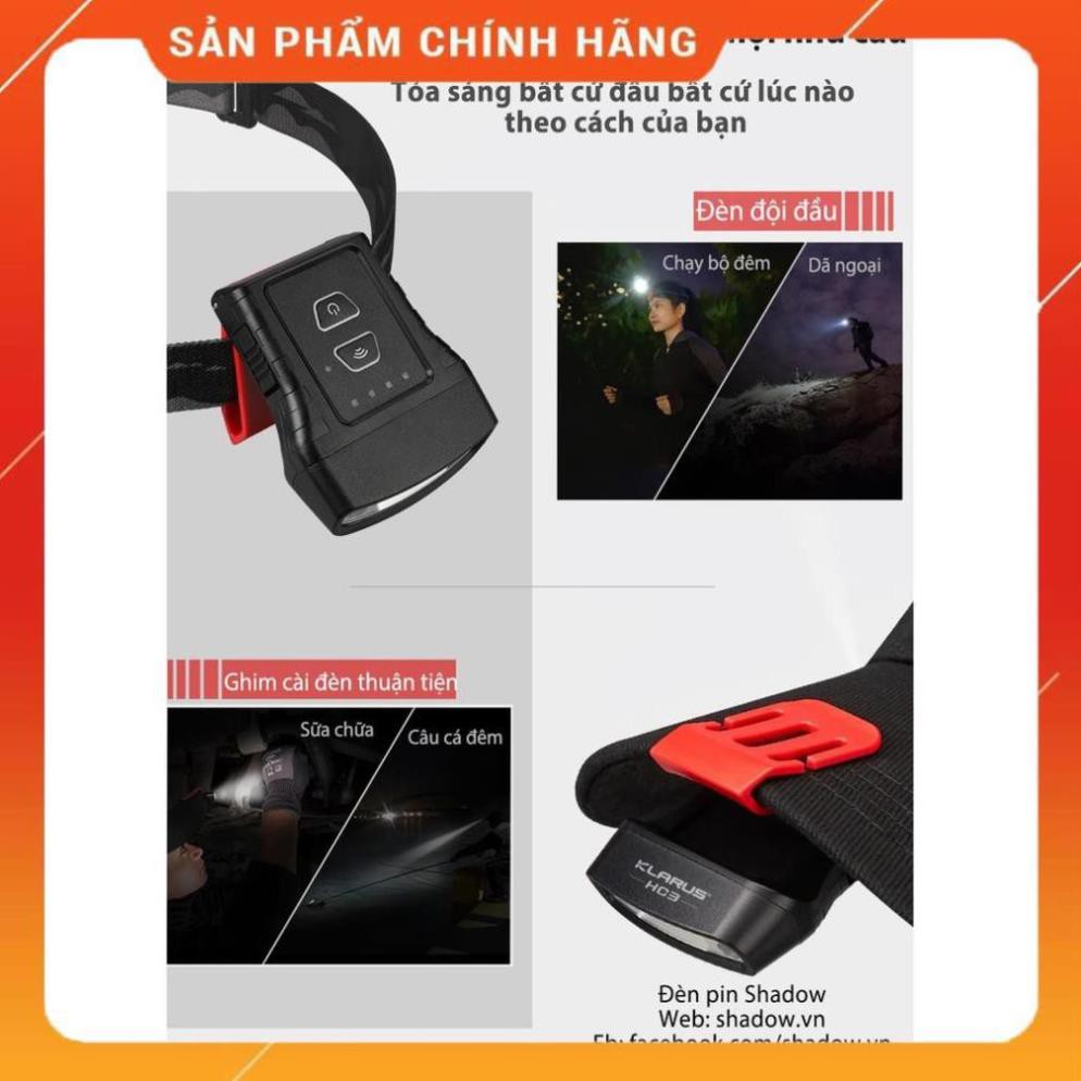 KLARUS HC3 - Đèn pin và đèn sạc đội đầu đeo đầu cảm biến chuyển động mini 100lm pin sạc