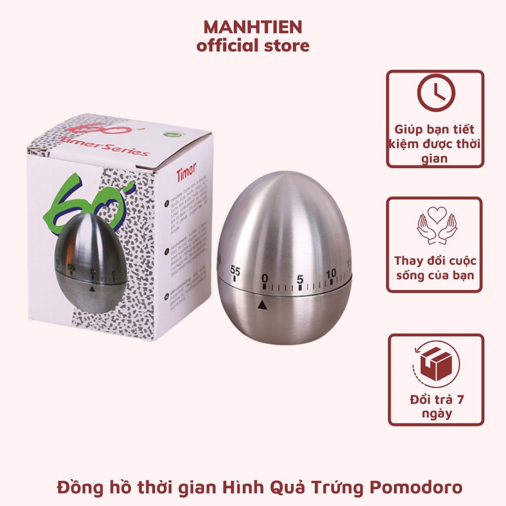 Đồng Hồ Hẹn Giờ,Đồng hồ thời gian Hình Quả Trứng Pomodoro - DTM