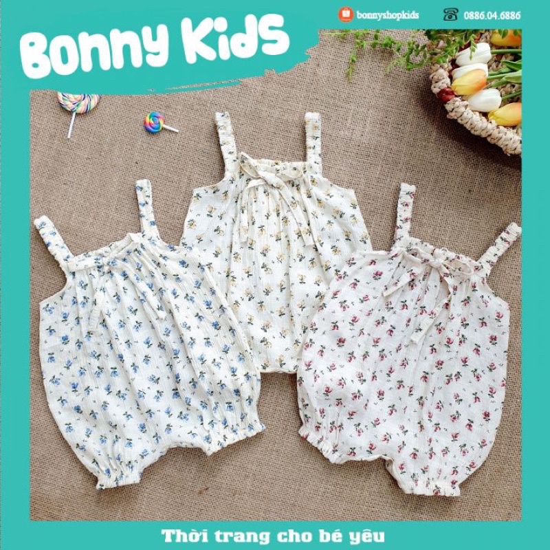 Bodysuit Hai Dây Hoa Nhí Cho Bé Gái Sơ Sinh 0-12 Tháng, Váy Sơ Sinh, Body Đùi Đầy Tháng Cho Bé, Bộ Đồ Liền Thân