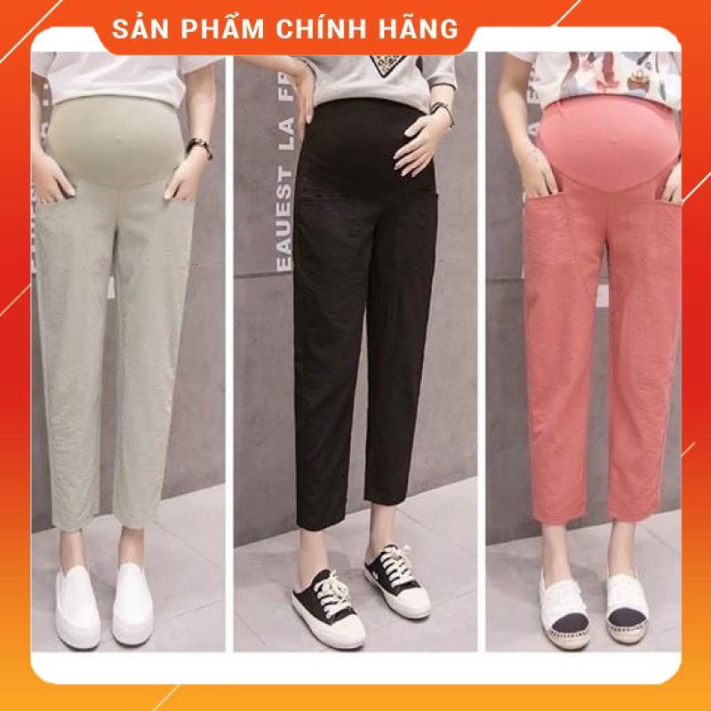 [Hàng giá xưởng]Quần bầu quần bầu baggy chất đũi cao cấp siêu mát Ko nhăn, có đáp bụng và chun chỉnhSize từ S đến 3XL