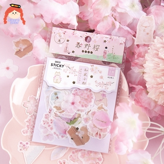 NIKKI Bộ 40 Miếng Dán Hình Hoa Anh Đào Xinh Xắn Dùng Để Trang Trí Sổ Tay