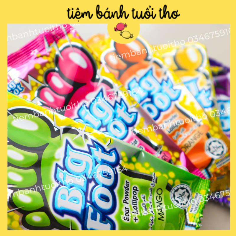 [Bịch Lớn] 30 gói Kẹo Mút Chấm Bột Chua Hình Bàn Chân - Kẹo Lollipop Bigfoot Tuổi Thơ