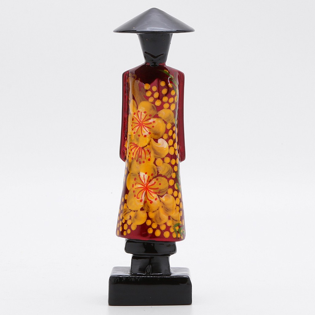 Tượng Gỗ Sơn Mài Cô Gái Áo Dài Việt Nam 15cm