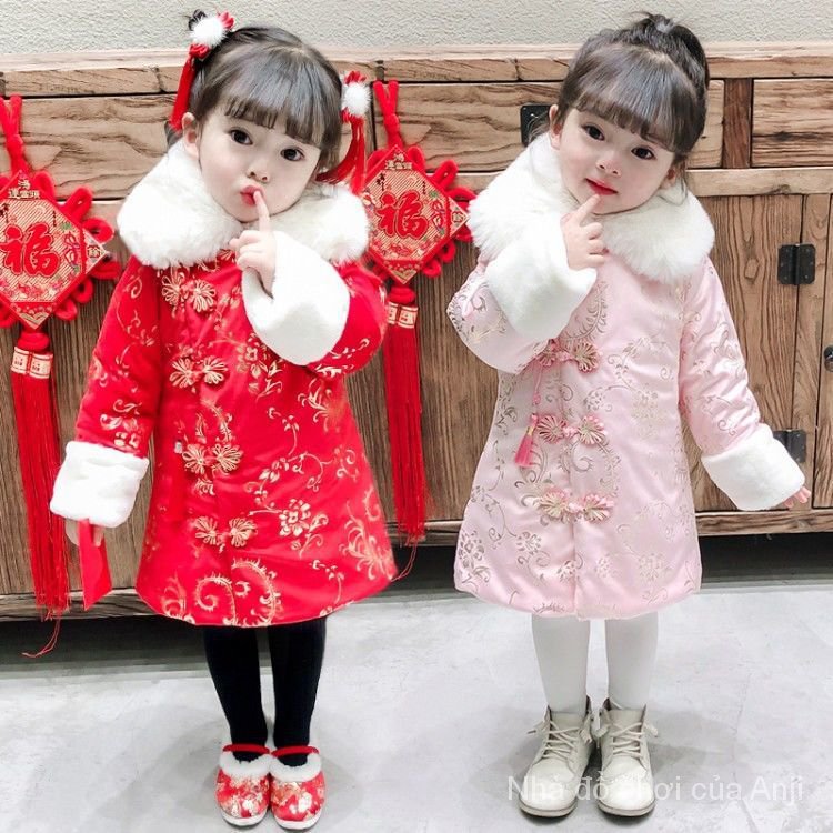 Cheongsam Girls Winter Clothes New Long Sleeve Cheongsam Winter Children Baby Girl Hanfu