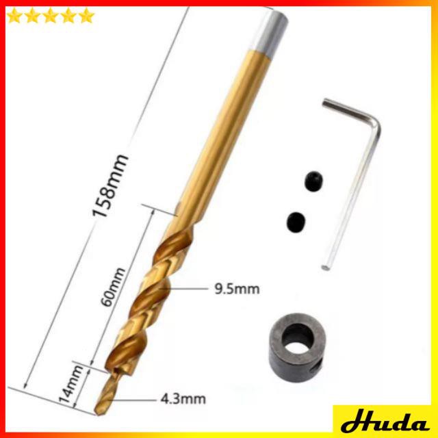 Mũi Khoan Xéo 9.5mm - Tặng Vòng Chặn &amp; Lục Giác  -  đồ làm mộc