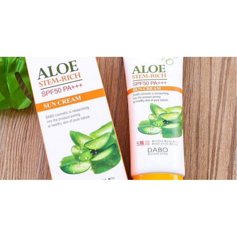 Kem chống nắng lô hội ALOE DABO ALOE STEM RICH SPF 50 PA+++ Hàn quốc 70ml/Hộp trắng da, không nhờn dính