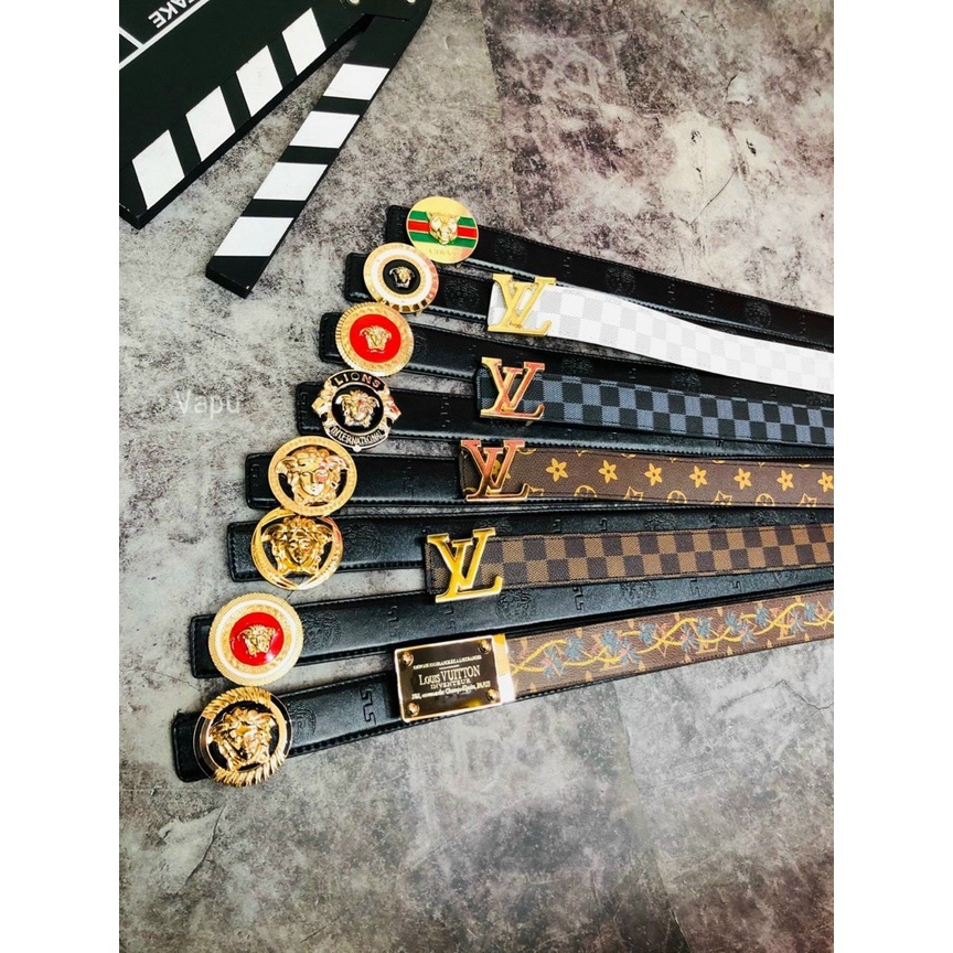 Thắt lưng Nam ⚡ FREESHIP ⚡ Dây lưng Dây nịt Belt Da Cao cấp Versace Mặt viền vàng