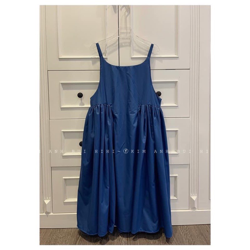 Váy maxi xanh coban , hai dây nhúm eo siêu xinh xắn chất thô mềm mặc thoải mái,thời trang nữ,đầm nữ,đầm 2 dây