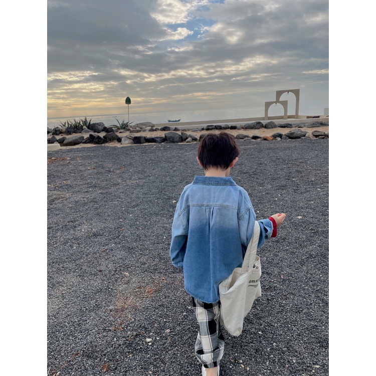 Áo jean denim wax dài tay cao cấp cho bé A824