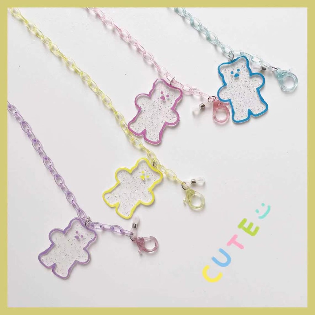 Dây Đeo Mặt Nạ acrylic Màu Kẹo Hình Gấu Hoạt Hình Sáng Tạo