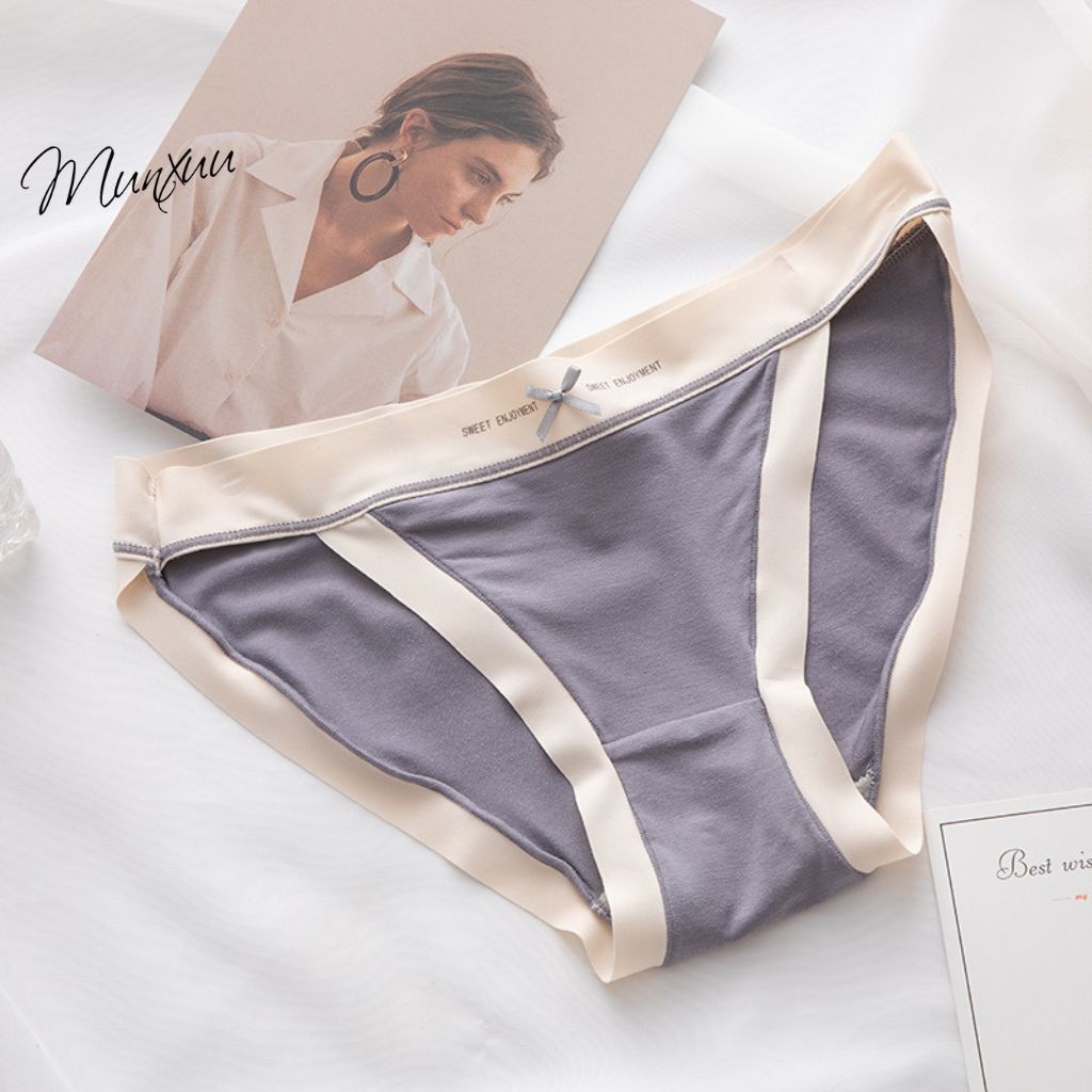 Quần lót nữ MUNXUU vải cotton lạnh phối cạp su mềm mát, nâng mông tôn dáng gợi cảm -QC122