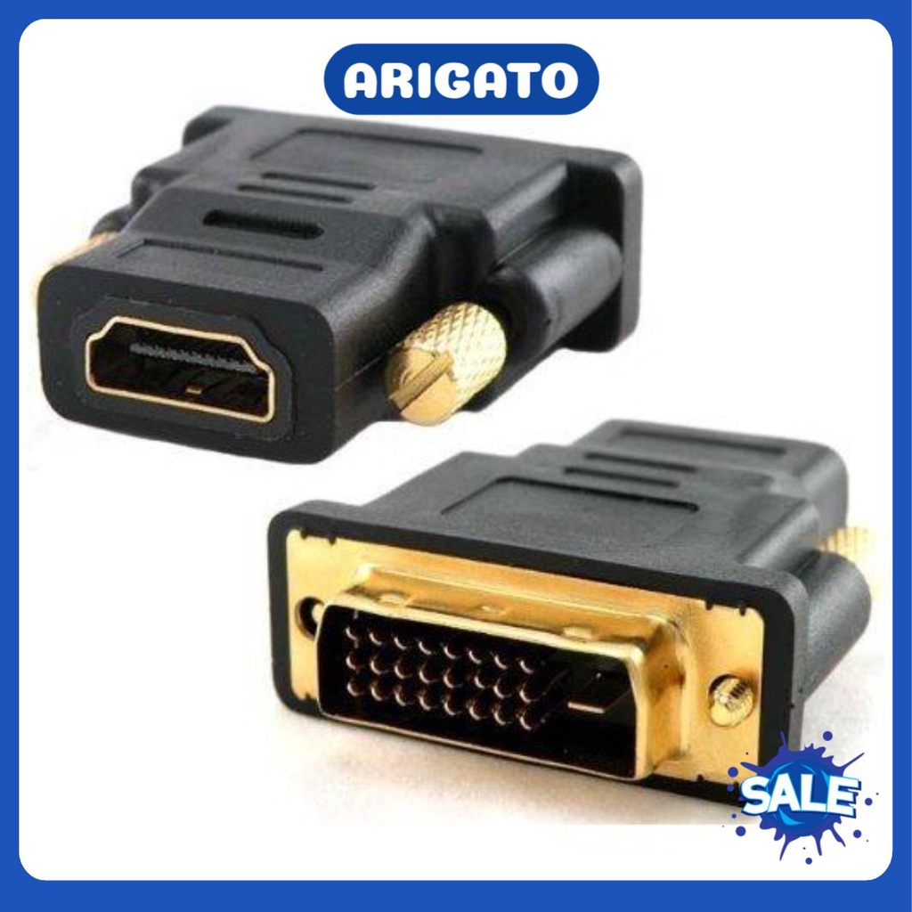 Đầu Chuyển DVI Chuẩn 24+1 Sang HDMI Đầu Đực sang Cái Giá Rẻ ARIGATO
