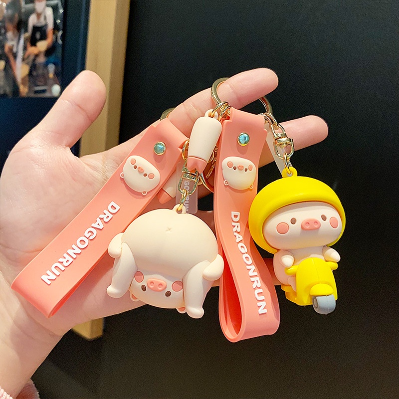 Móc khóa heo má hồng dễ thương móc cặp, balo túi xách - Ráp