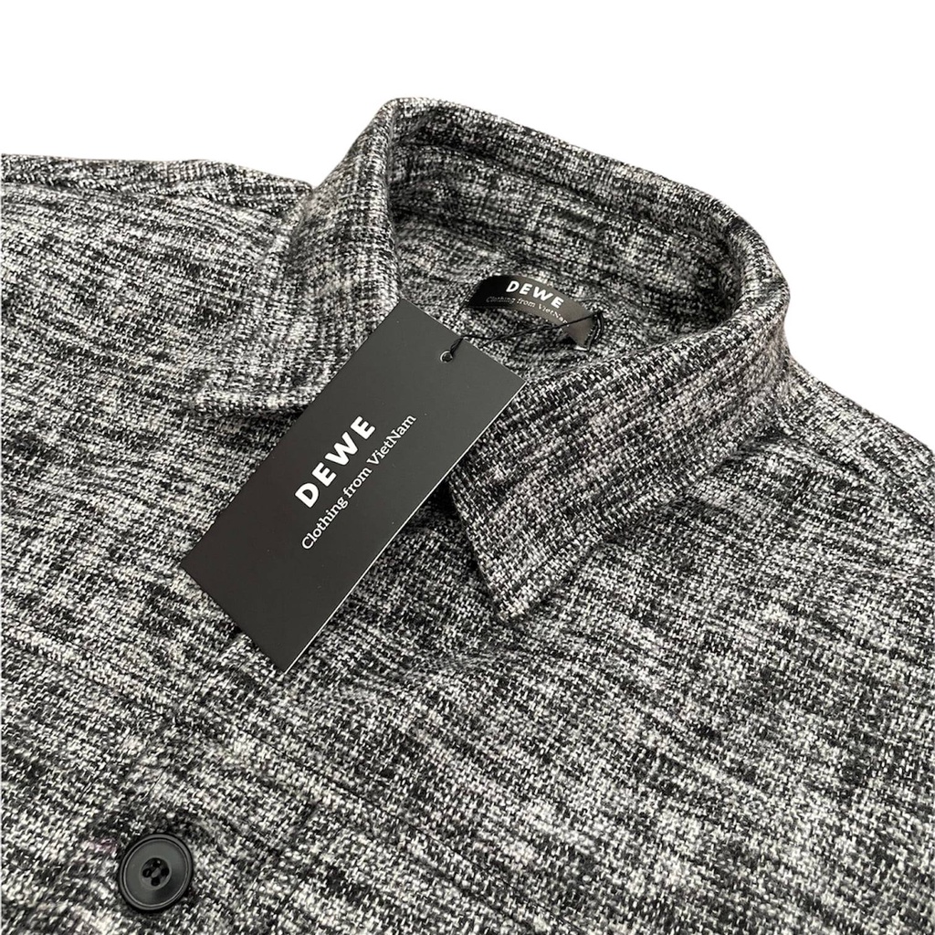 Áo khoác dạ nam DEWE chất liệu dạ TWEED nhập khẩu - Dạ ghi đen