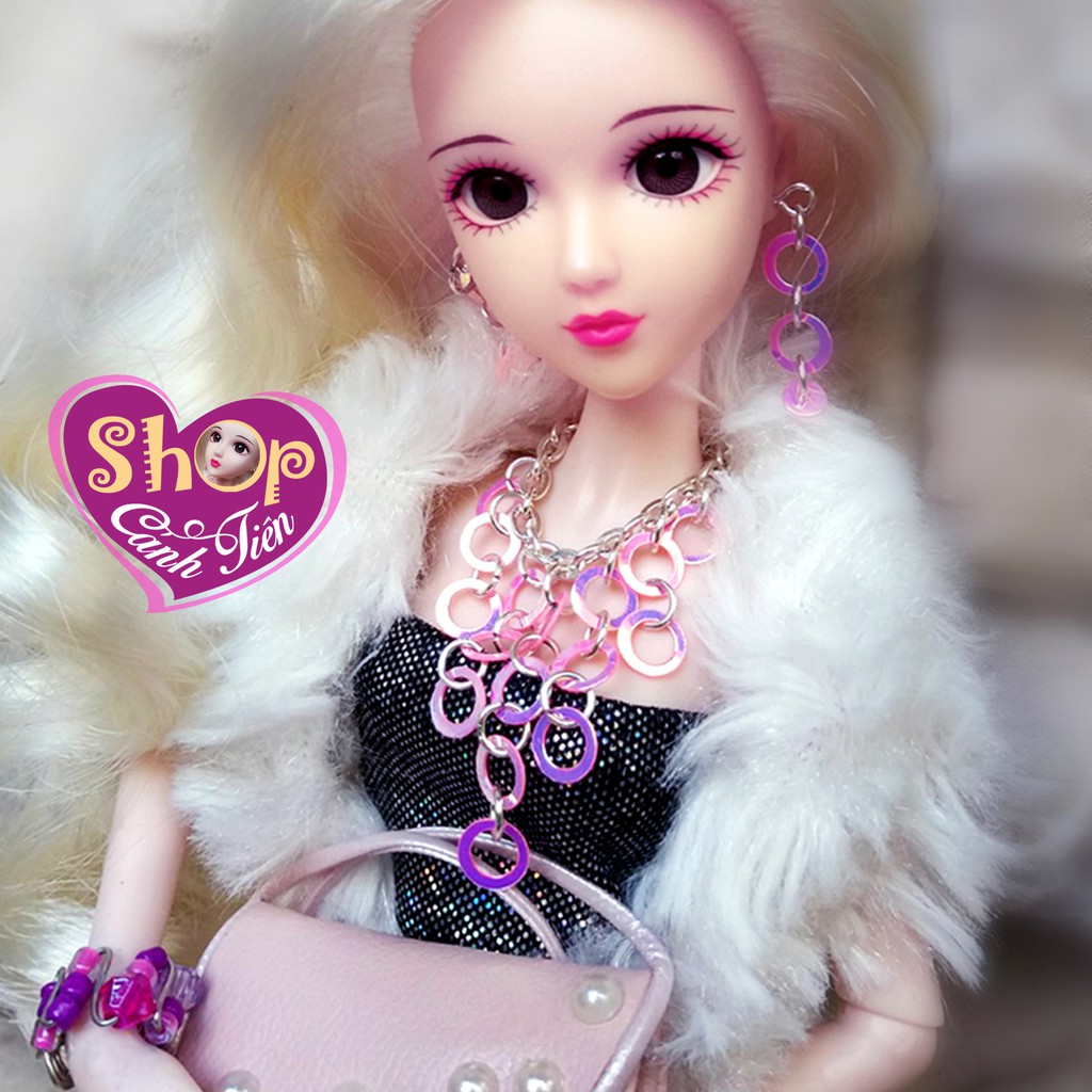 Phụ kiện Búp bê, Vòng cổ, bông tai Búp bê Barbie Handmade thời trang, Bộ Trang sức mini tự làm