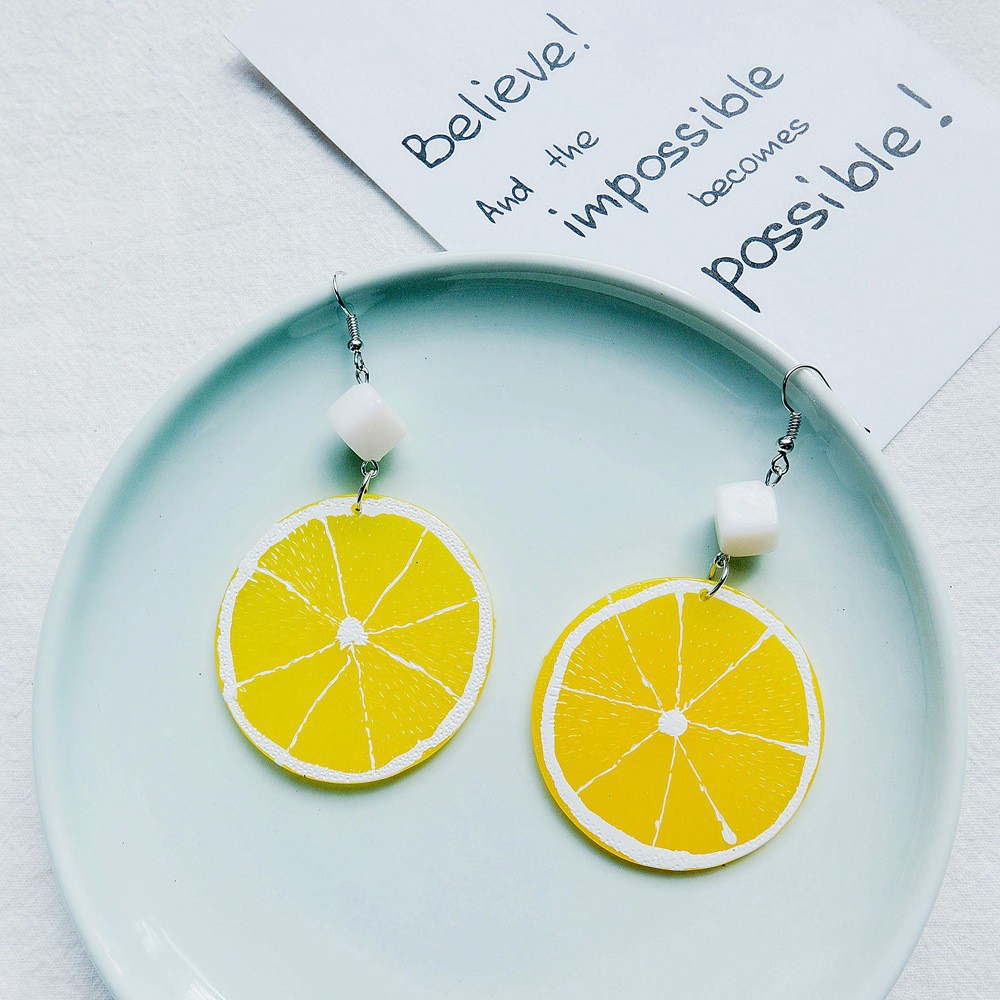 Bông tai hình lát chanh/ lát cam thời trang nữ dễ thương xinh xắn