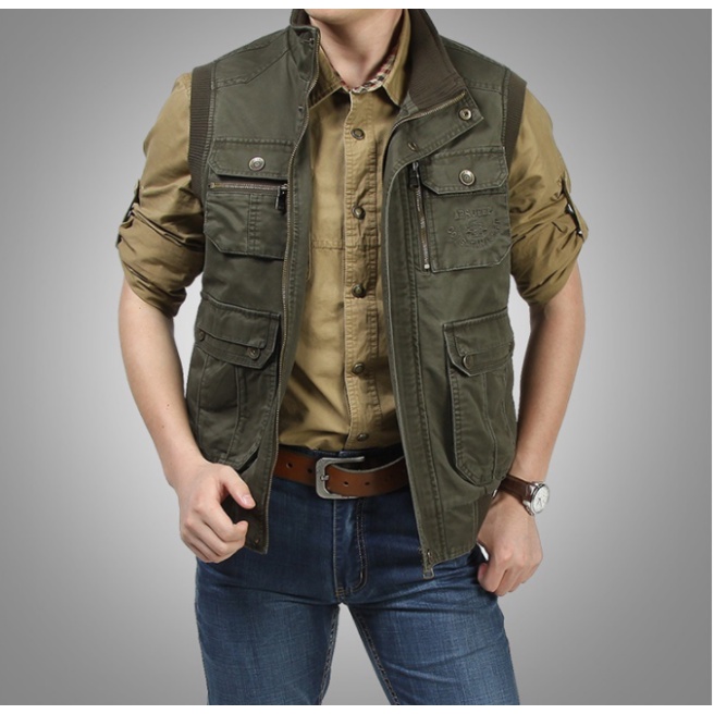 Áo Khoác Gile Kaki Nam Cao Cấp Túi Hộp Alyly  - Phong Cách Và Cá Tính.