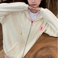 Áo Khoác Hoodie Tay Dài Dáng Rộng Có Khóa Kéo Kiểu Retro Mỹ Thời Trang Mùa Thu Năng Động