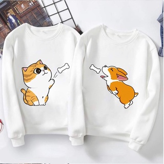 Áo đôi chó mèo cute, áo thun dài tay chó mèo