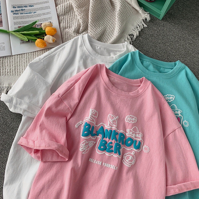 NRVP Áo Thun Nữ Cổ Tròn Ngắn Tay Thời Trang Mùa Hè Phong Cách Hàn Quốc 2022