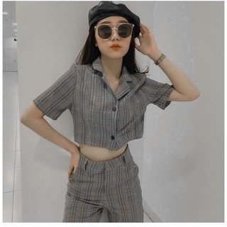 Sét bộ croptop áo kiểu cổ vét stype TTSA0991