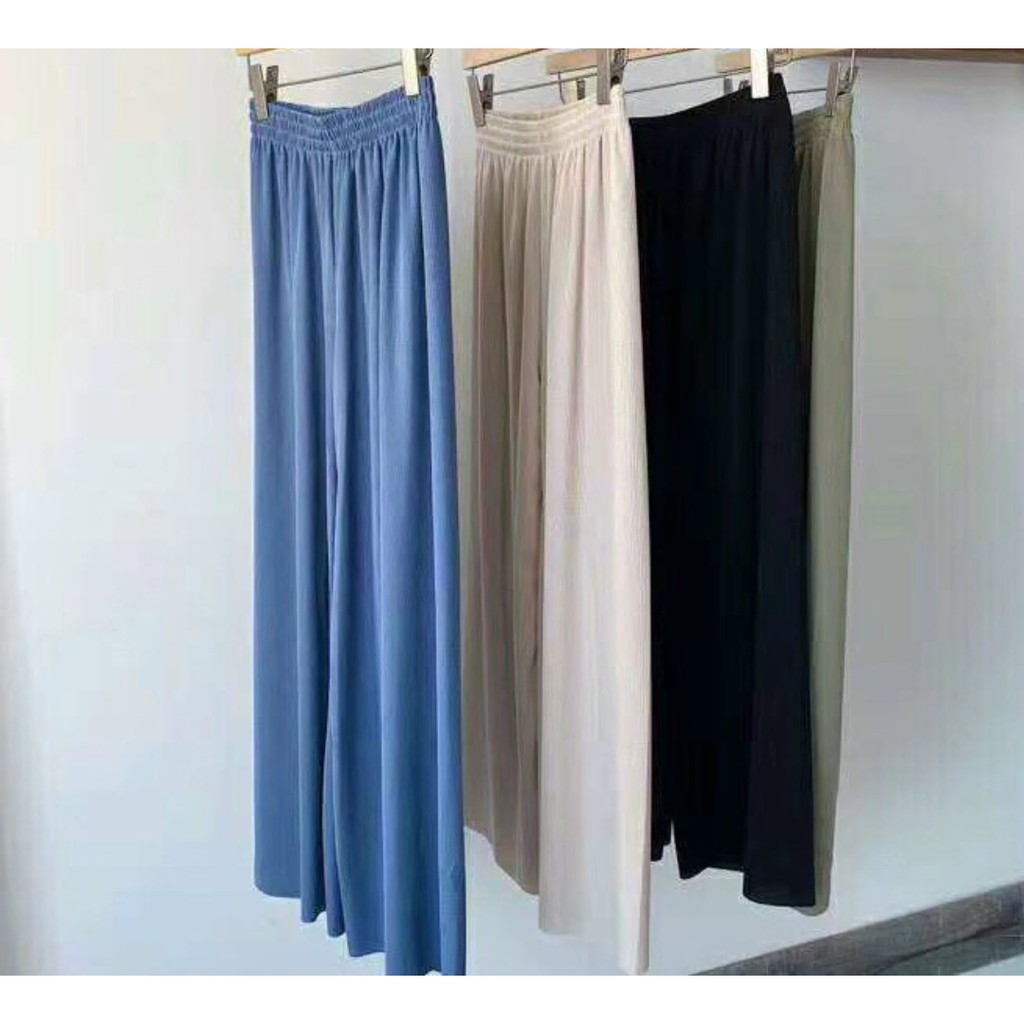 Quần ống rộng chất liệu gân tăm siêu mát lạnh, Quần Culottes