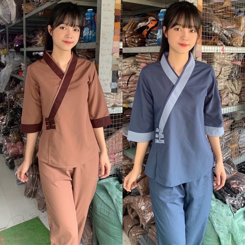 ĐỒ LAM ĐI CHÙA #Mã Freeship Xtra RP028# Cổ Chéo Ba Nút