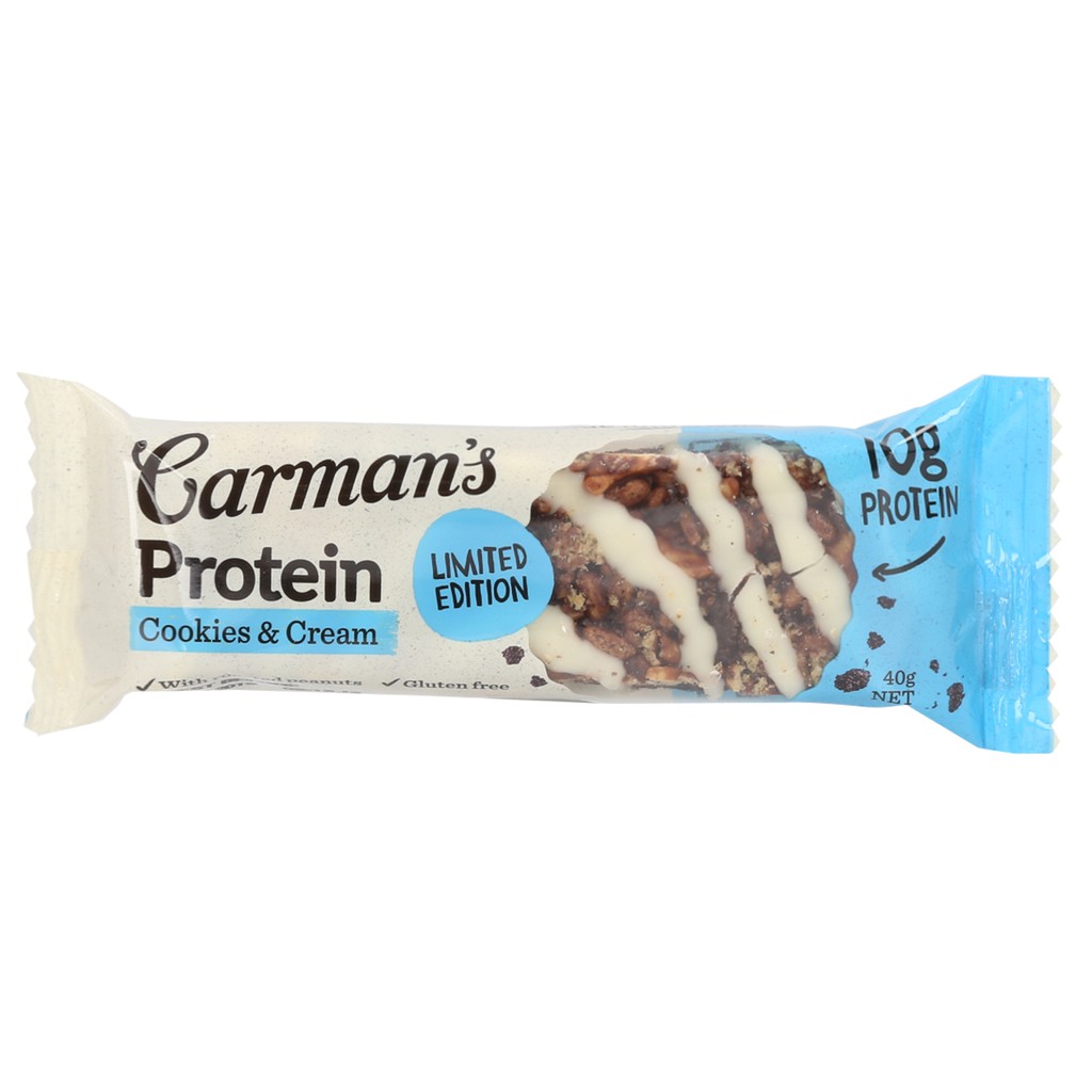 Thanh hạt Protein Bar giàu đạm Carman's GOURMET PROTEIN BARS  - Cookies &amp; Cream Protein Bars - Hộp 5 thanh 200g