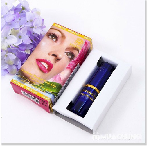 Combo giảm thâm môi gồm Son sâm DORLENE HERBAL PINK LIP Thái Lan và Son gió dưỡng môi JACKELIN Thái Lan MÀU XANH