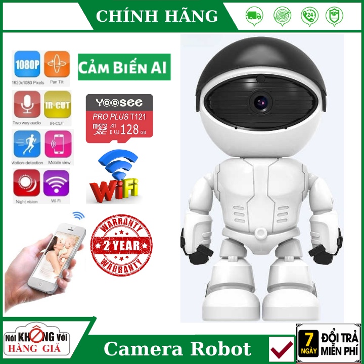 Camera wifi Robot SM-221 Plus xoay 360 đàm thoại hai chiều - hồng ngoại xem đêm , FULL HD 2.0MP 1920x1080p