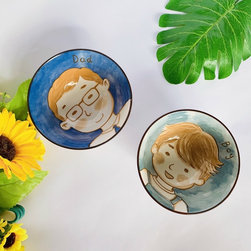 Bát ăn dặm gia đình bố, mẹ, con trai, con gái
