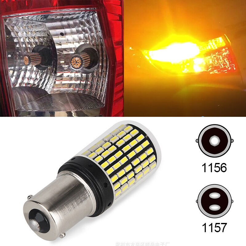 SEAMETAL Bóng đèn LED ô tô Chùm tia sáng 21W 3014-144SMD Canbus BA15S 1156 BA15D 1157 Đèn phanh tự động Đèn báo rẽ