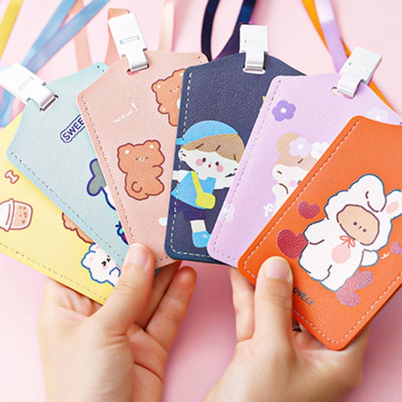 Bao đựng thẻ ID da PU họa tiết hoạt hình xinh xắn