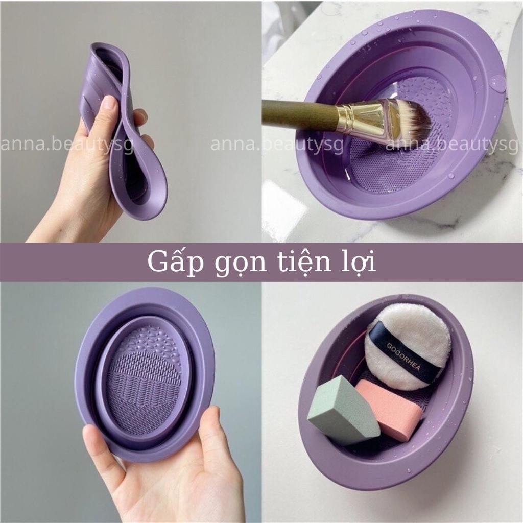 Dụng cụ vệ sinh cọ trang điểm - Miếng rửa cọ bông mút trang điểm gấp gọn tiện lợi