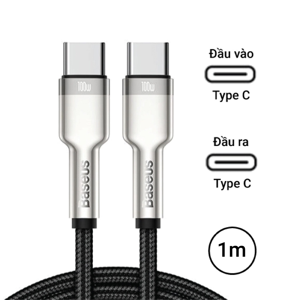 Cáp sạc nhanh 100W Baseus Cafule Metal Data Cable Type C to Type C (100W)