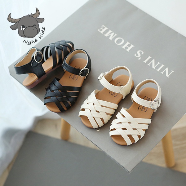 Xăng đan quai đan chéo - Sandal da pu khóa dán đế mềm cực xinh cho bé gái