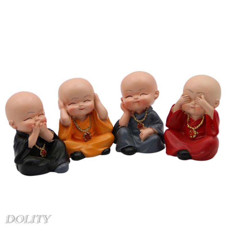Set 4 tượng chú tiểu mini dễ thương dùng để trang trí vườn