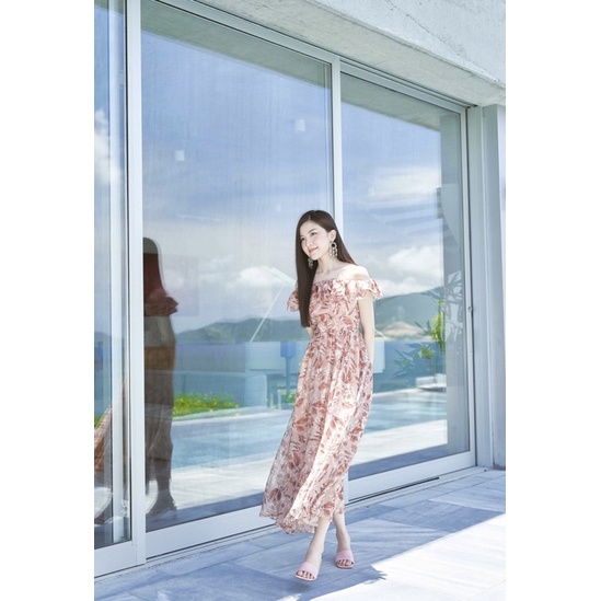 Đầm Maxi hoa trễ vai dịu dàng SIXDO sz XL